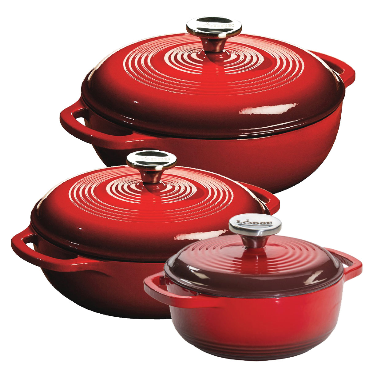 Lodge - Nồi gang tráng men màu đỏ thiết kế nổi bật | Kitchen Koncept