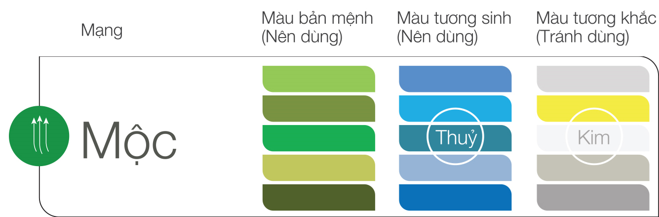 Màu sắc  hợp mệnh mộc