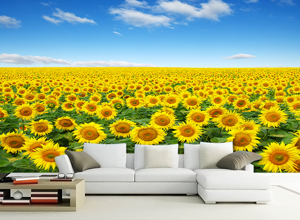 Top 10 tranh dán tường 3D phòng khách đẹp - Phong cảnh vườn hoa ...
