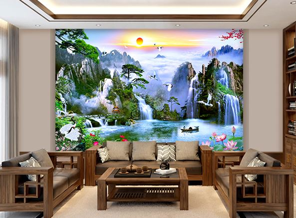 Tranh dán tường 3D sơn thuỷ