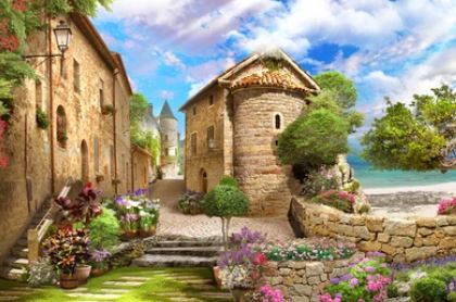 Tranh bích hoạ phong cảnh Châu Âu TBH36