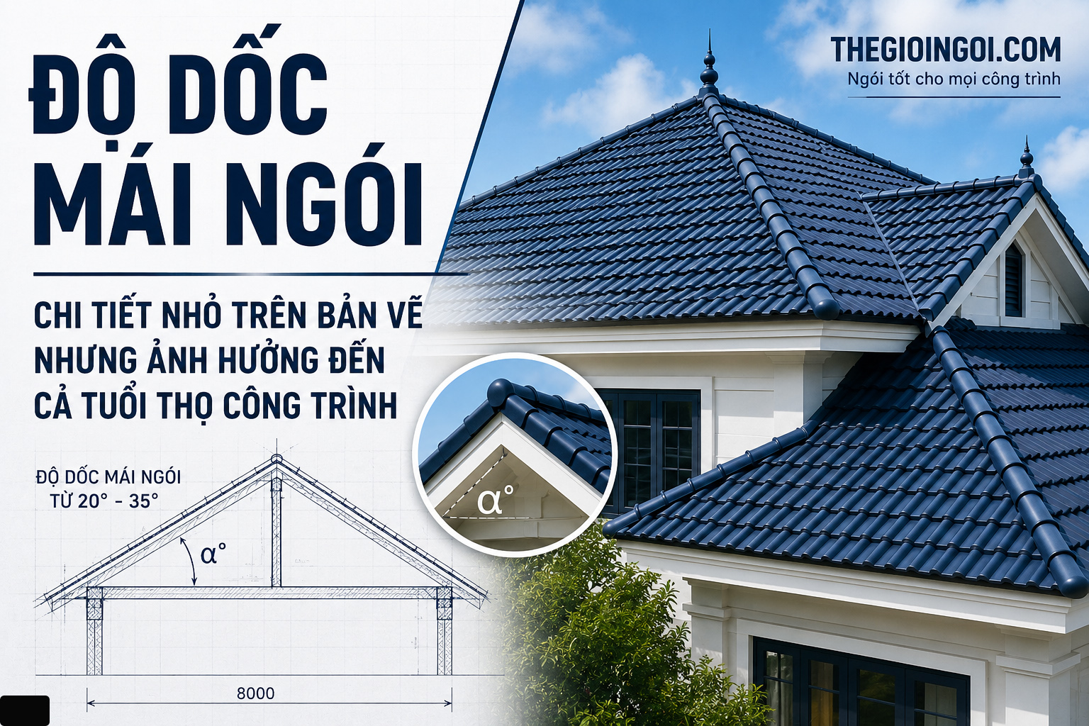 Độ Dốc Mái Ngói – Chi Tiết Nhỏ Trên Bản Vẽ Nhưng Ảnh Hưởng Đến Cả Tuổi Thọ Công Trình