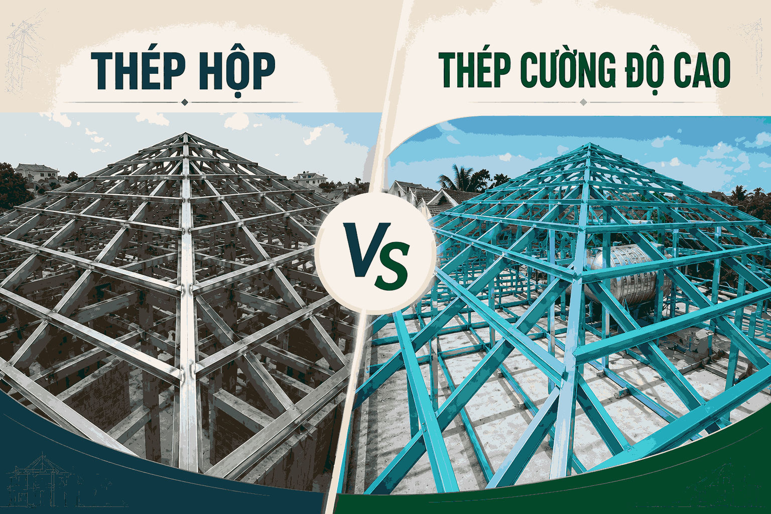 Nên dùng thép mạ hợp kim nhôm kẽm hay thép hộp truyền thống cho mái ngói