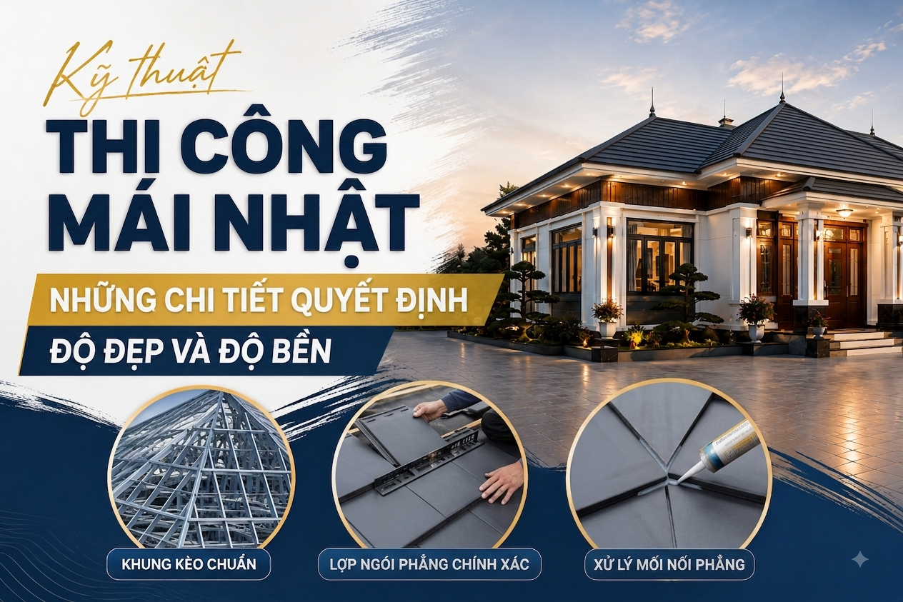 Kỹ thuật thi công mái Nhật: Những chi tiết quyết định độ đẹp và độ bền của công trình