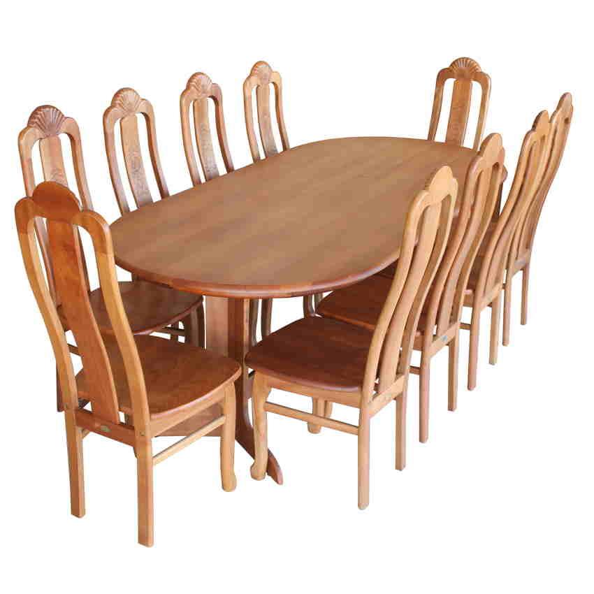 Bộ bàn oval 2m2 + 10 ghế rẽ quạt