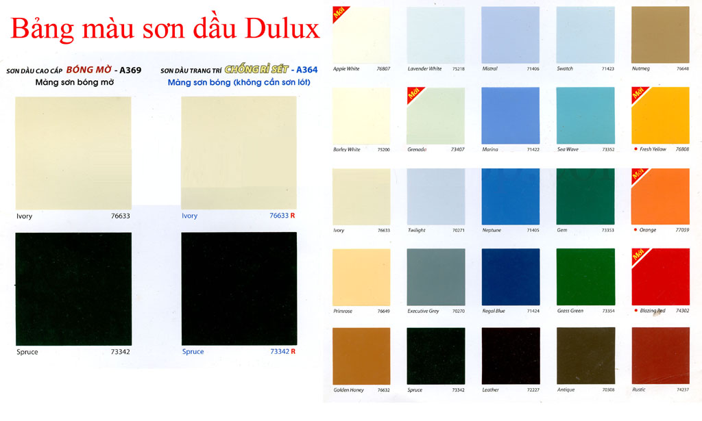 Bảng Màu Sơn Dulux | Chống thấm ATH Group - Vật liệu chống thấm ...