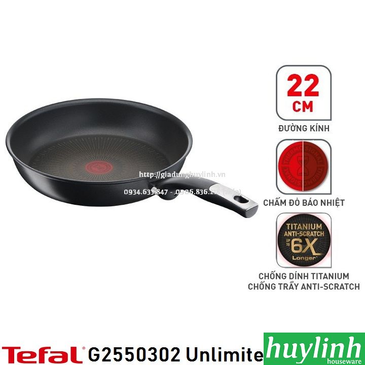 Chảo chiên đáy từ Tefal Unlimited G2550302 - 22cm