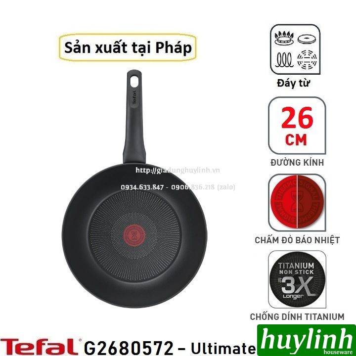 Chảo chiên đáy từ Tefal Ultimate G2680572 - 26cm - Made in Pháp