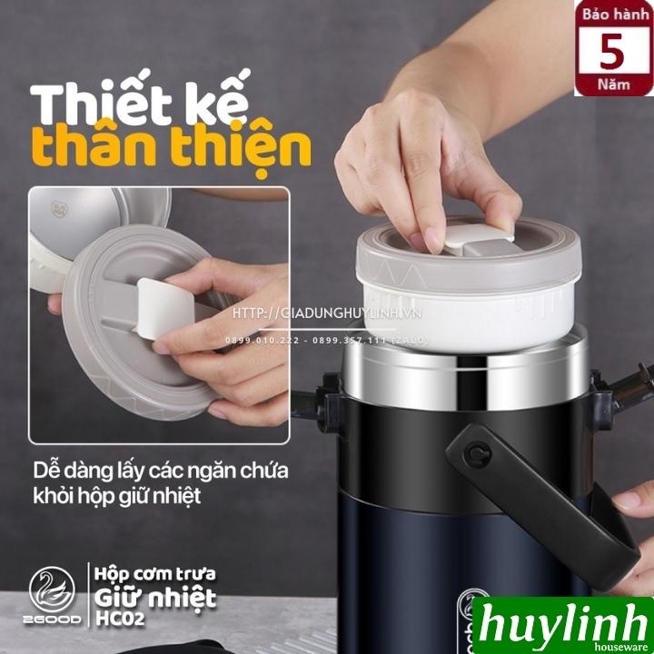 Hộp cơm giữ nhiệt 3 ngăn 2Good HC02 - 2 lít - Tặng túi xách 5