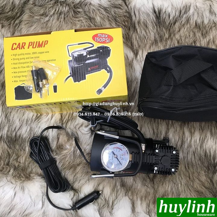 Máy bơm lốp mini ô tô Hiroma DHL-0312 - 12V 5