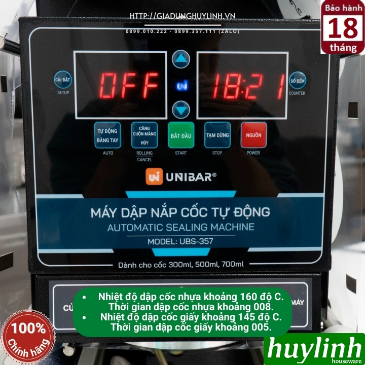 Máy dập nắp cốc tự động Unibar UBS-357 - Máy ép miệng ly 2
