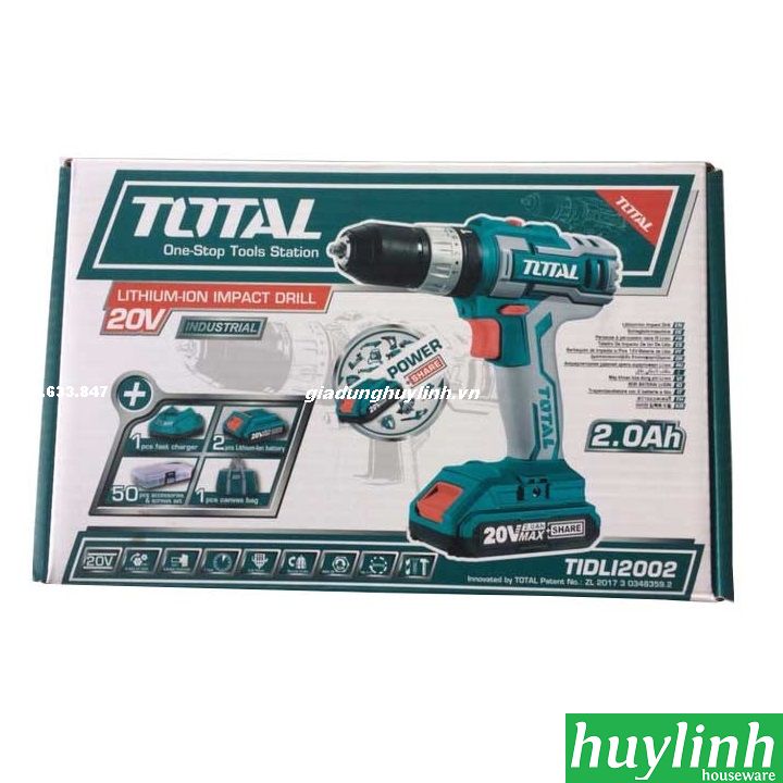 máy khoan búa dùng pin total tidli2002 - 2 pin li-ion 20v 2