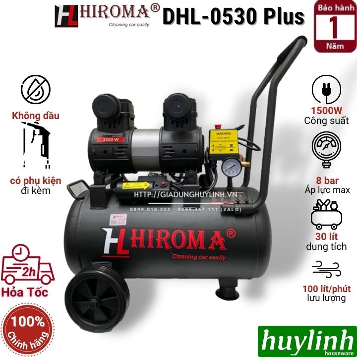 Máy nén khí không dầu Hiroma DHL-0530 Plus