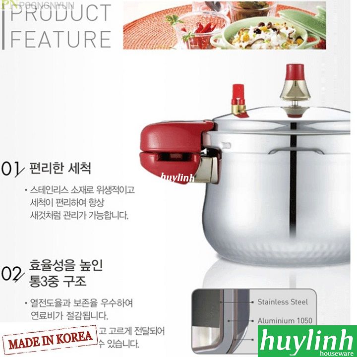 Nồi áp suất Inox đáy từ PoongNyun BTPC(IH)-22C - 4.5 lít - made in Hàn Quốc 6