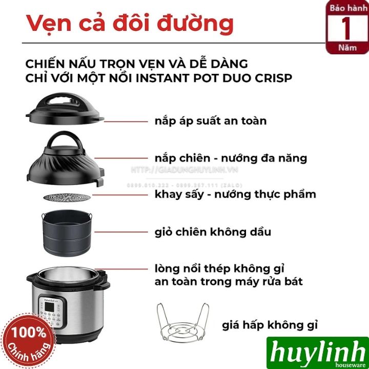 Nồi áp suất điện Instant POT Duo Crisp AF 8 11-in-1 2