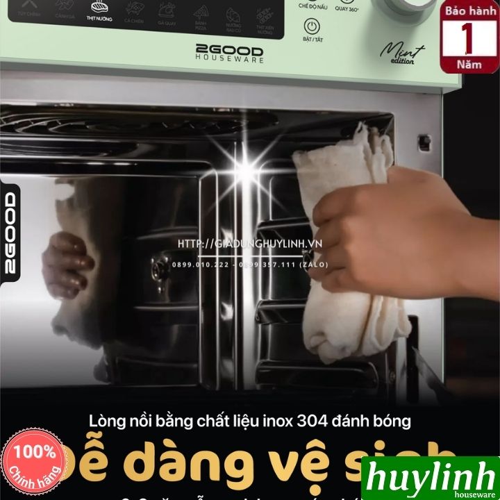 Nồi chiên không dầu điện tử 2Good S19 - 14.5 lít - Tặng găng tay 6