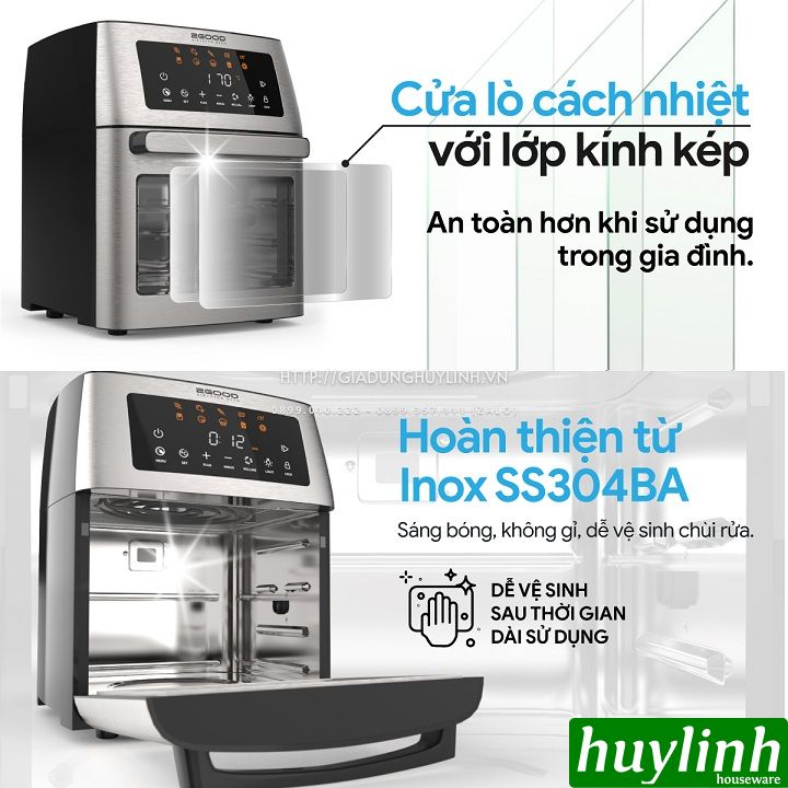 Nồi chiên không dầu điện tử 2Good Vortex S18 - 15 lít - Tặng găng tay - 10 chức năng 7