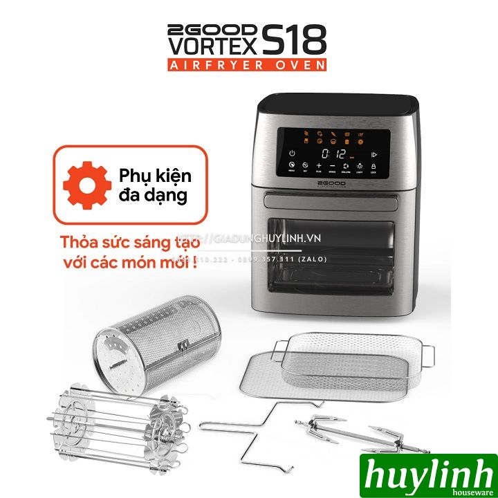 Nồi chiên không dầu điện tử 2Good Vortex S18 - 15 lít - Tặng găng tay - 10 chức năng 8