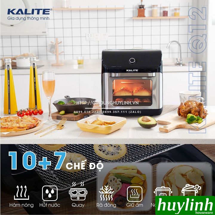 Nồi chiên không dầu Kalite KL-1200 - 12 lít - Tặng kẹp gắp + Bình xịt dầu 7