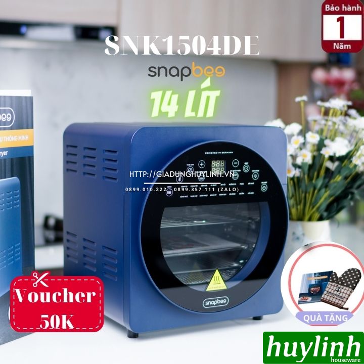 Nồi chiên không dầu điện tử Snapbee NK1504DE - 14 lít - Tặng Voucher + Bao tay + Sách công thức