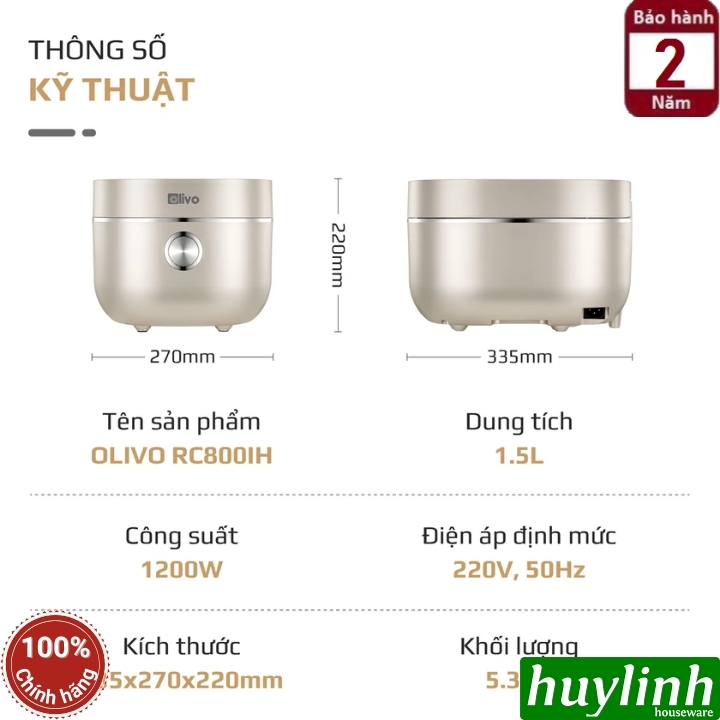 Nồi cơm điện cao tần Olivo RC-800IH 9