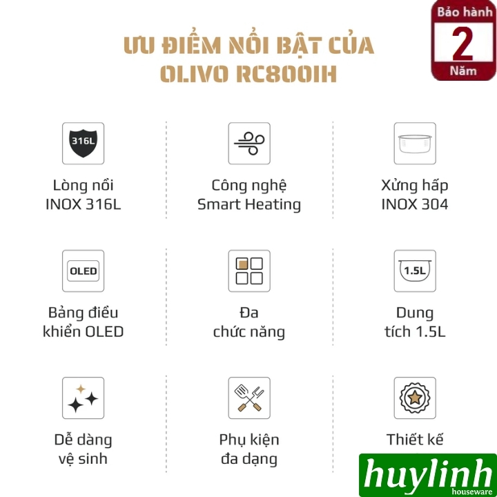 Nồi cơm điện cao tần Olivo RC-800IH 