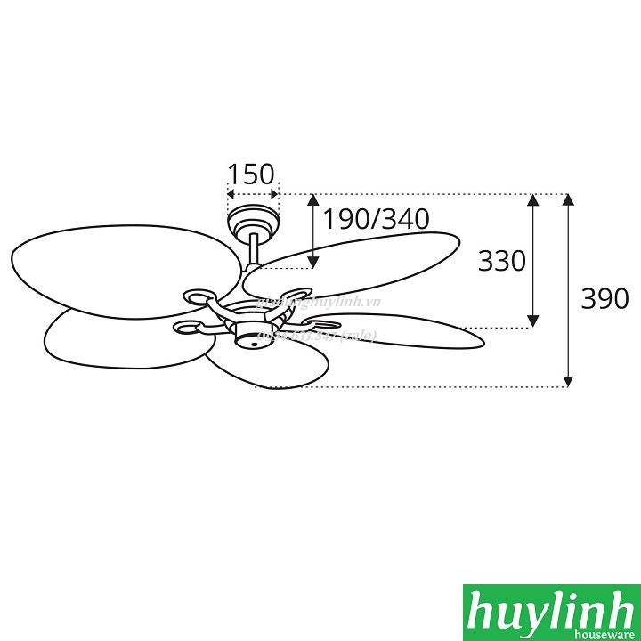 Quạt trần cánh lá cọ Sinwa SC03 2