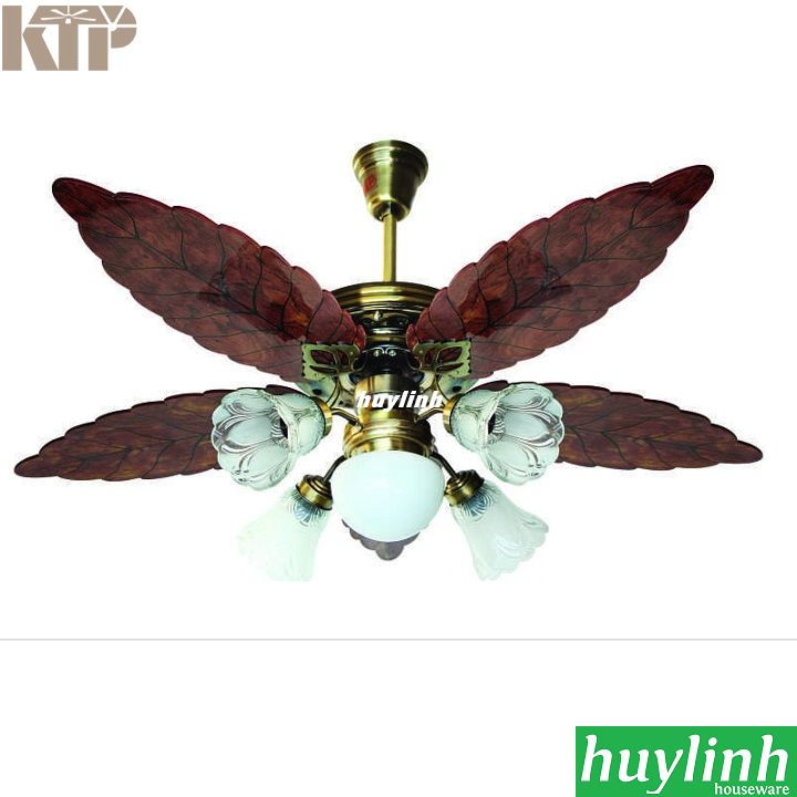 Quạt trần đèn cánh gỗ hình lá Kim Thuận Phong KTP BT508-1