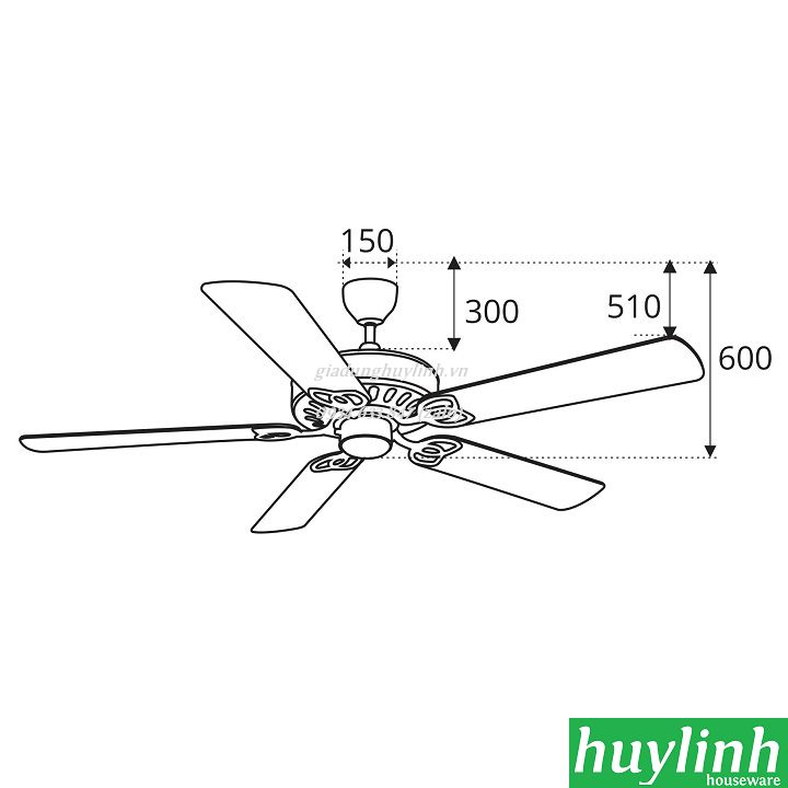 Quạt trần trang trí cánh gỗ Sinwa F62 AB  2