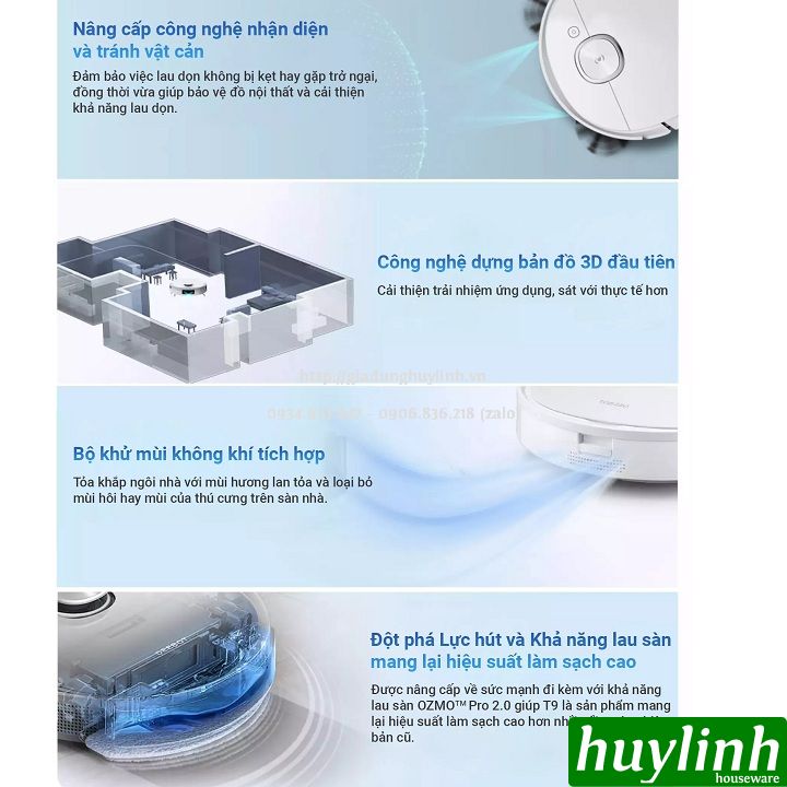 Robot hút bụi lau nhà Ecovacs Deebot T9 - 3000pa - Bản Quốc Tế - Hàng chính hãng 2