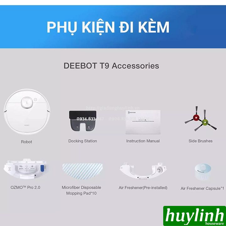 Robot hút bụi lau nhà Ecovacs Deebot T9 - 3000pa - Bản Quốc Tế - Hàng chính hãng 9