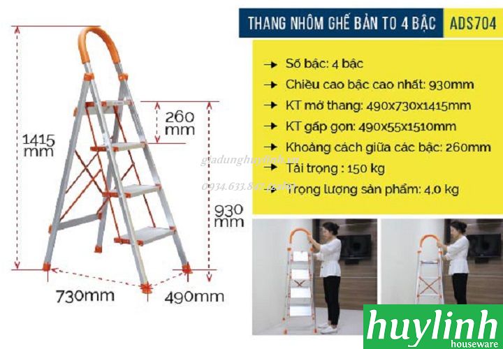 Với thiết kế 2 trong 1 độc đáo giữa chiếc ghế và thang nhôm, bạn có thể thoải mái thực hiện công việc một cách tiện lợi và an toàn.