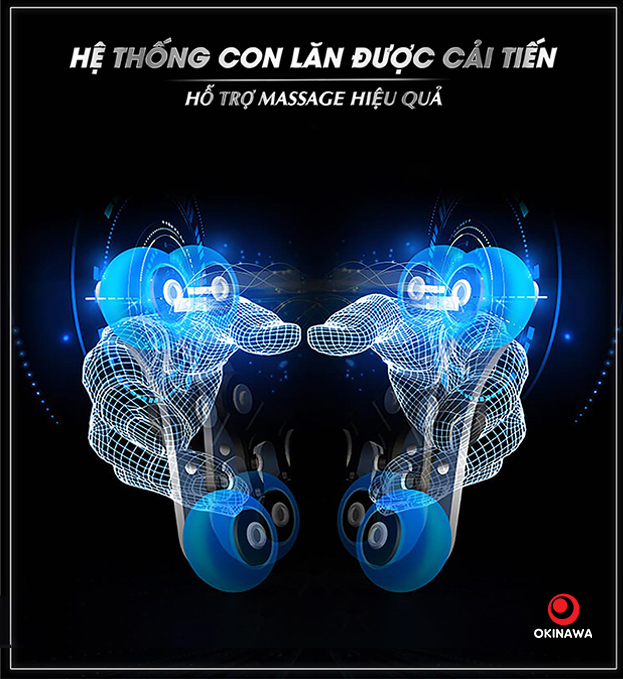 Hệ thống con lăn được cải tiến trên ghế massage Okazaki OS-505A con lăn ghế massage okazaki os-505a