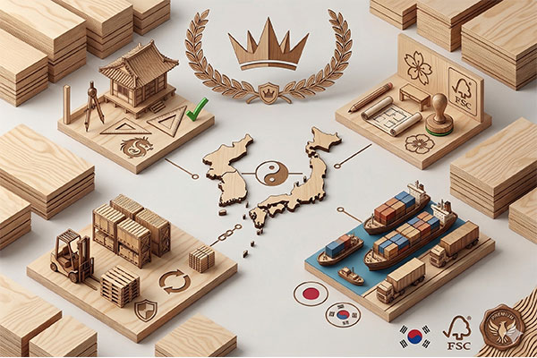 Plywood exports to South Korea and Japan