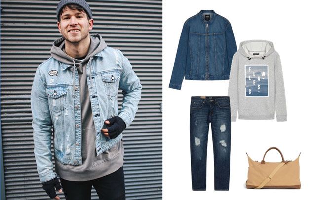 Áo hoodie cùng quần jeans nam