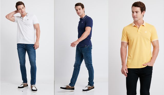 Áo Polo dáng suông kẻ mix cùng quần jeans