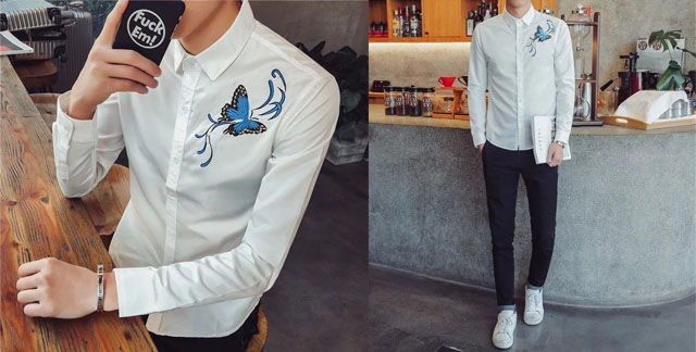 Áo sơ mi họa tiết bướm nam 2
