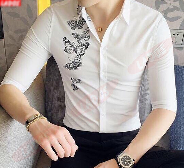 Áo sơ mi họa tiết bướm nam 3