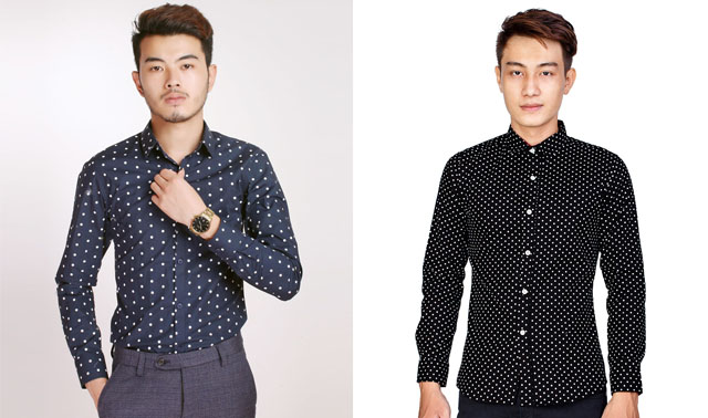 Áo sơ mi họa tiết chấm bi nam 3