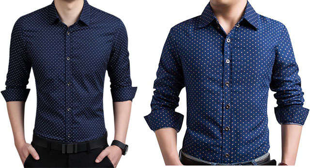 Áo sơ mi họa tiết chấm bi nam 4