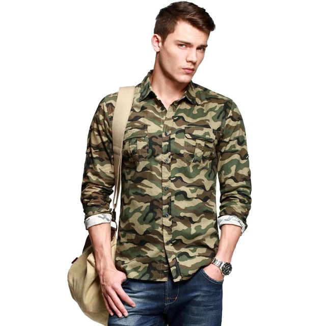 Áo sơ mi họa tiết Camo nam 1