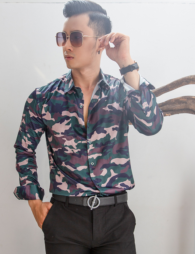 Áo sơ mi họa tiết Camo nam 2