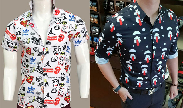 Áo sơ mi họa tiết hoạt hình nam