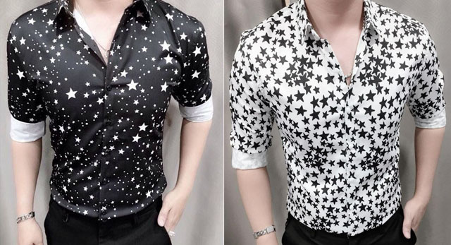 Áo sơ mi họa tiết ngôi sao nam 5