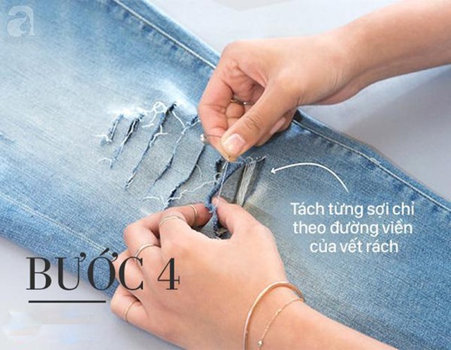 Các bước làm quần jean rách 2