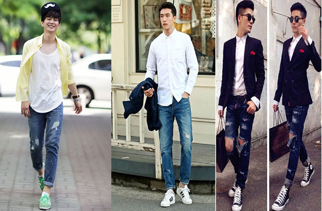 Phối quần jean nam với giày thể thao