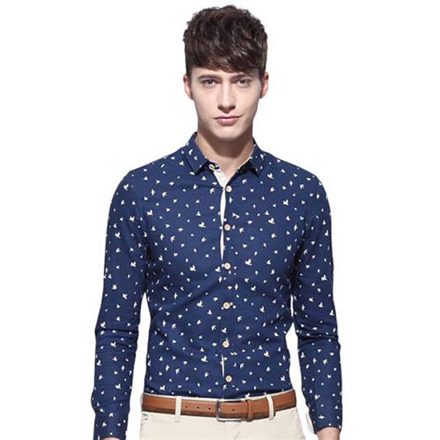 Nam giới gầy chọn áo sơ mi họa tiết nhỏ