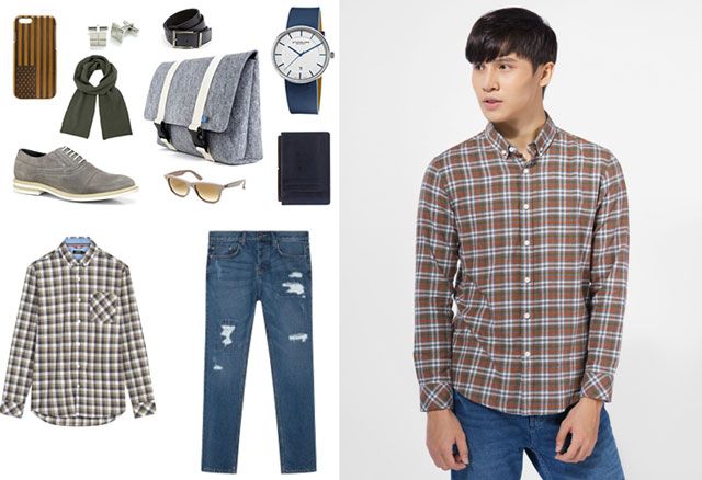 Phối áo sơ mi kẻ ca ro nam