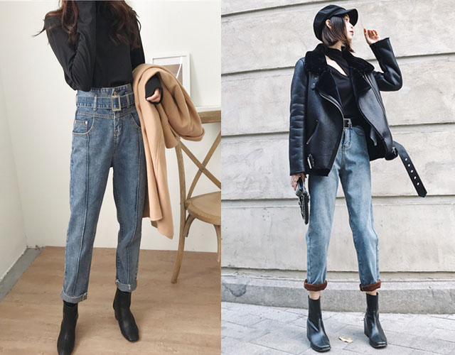 Quần jean baggy với boot thấp cổ