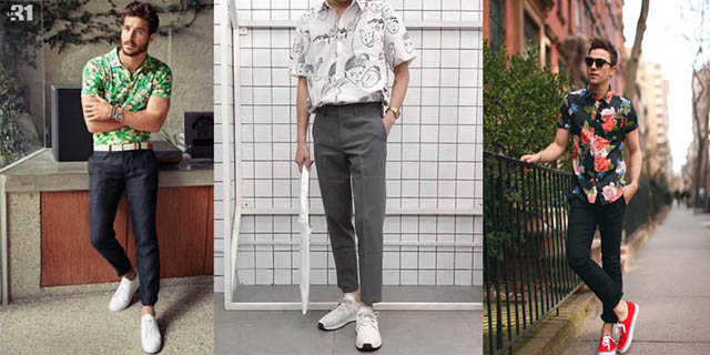 Quần tây với áo sơ mi họa tiết 3